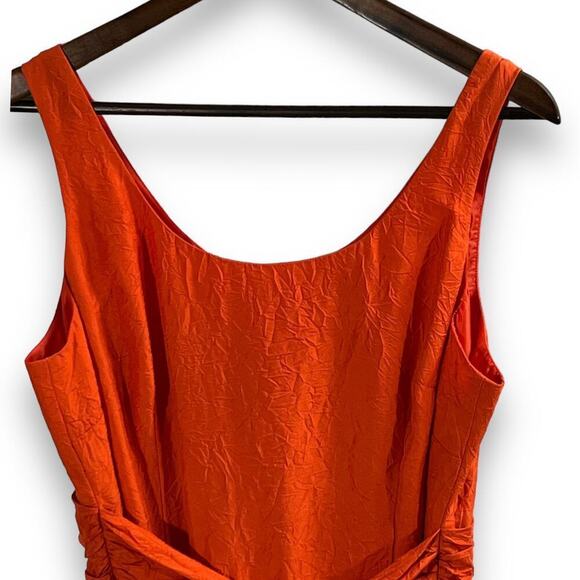Coldwater Creek Dress Orange Silk Fit & Flare Belted Midi Classic 14 - Picture 5 of 10